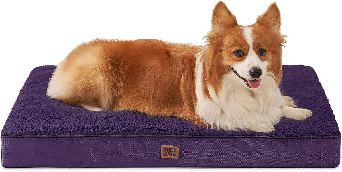 Orthopedic Dog Bed Large with Removable Washable Cover, 41IN Grey | Egg Crate Foam Support, Durable Oxford fabric, Non-Slip Bottom, Machine Washable, Soft Waterproof Plush Pet Bed Mat For Crate