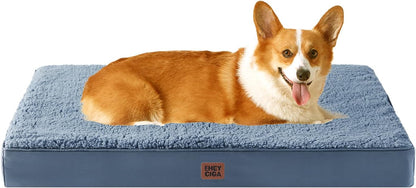Orthopedic Dog Bed Large with Removable Washable Cover, 41IN Grey | Egg Crate Foam Support, Durable Oxford fabric, Non-Slip Bottom, Machine Washable, Soft Waterproof Plush Pet Bed Mat For Crate