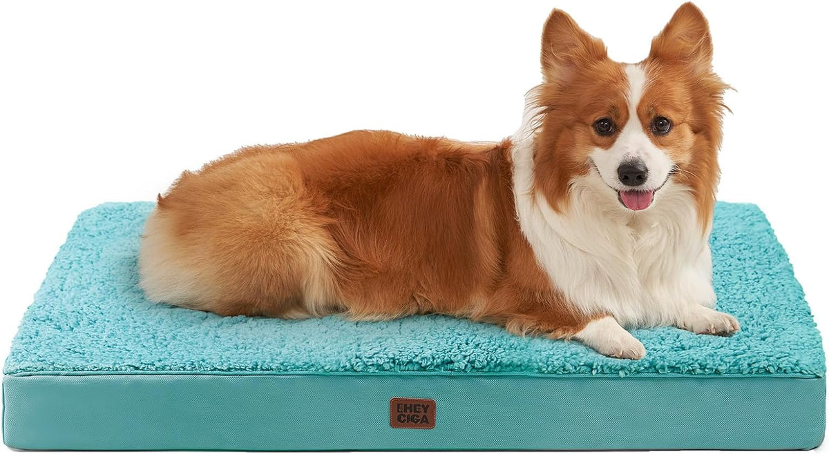 Orthopedic Dog Bed Large with Removable Washable Cover, 41IN Grey | Egg Crate Foam Support, Durable Oxford fabric, Non-Slip Bottom, Machine Washable, Soft Waterproof Plush Pet Bed Mat For Crate
