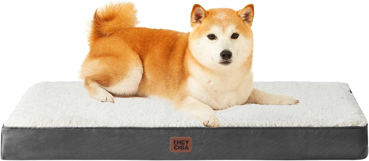 Orthopedic Dog Bed Large with Removable Washable Cover, 41IN Grey | Egg Crate Foam Support, Durable Oxford fabric, Non-Slip Bottom, Machine Washable, Soft Waterproof Plush Pet Bed Mat For Crate