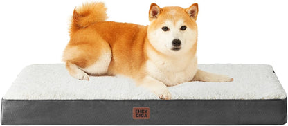 Orthopedic Dog Bed Large with Removable Washable Cover, 41IN Grey | Egg Crate Foam Support, Durable Oxford fabric, Non-Slip Bottom, Machine Washable, Soft Waterproof Plush Pet Bed Mat For Crate