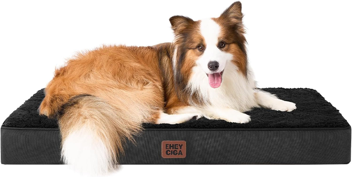 Orthopedic Dog Bed Large with Removable Washable Cover, 41IN Grey | Egg Crate Foam Support, Durable Oxford fabric, Non-Slip Bottom, Machine Washable, Soft Waterproof Plush Pet Bed Mat For Crate