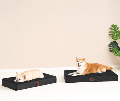 Orthopedic Dog Bed Large with Removable Washable Cover, 41IN Grey | Egg Crate Foam Support, Durable Oxford fabric, Non-Slip Bottom, Machine Washable, Soft Waterproof Plush Pet Bed Mat For Crate