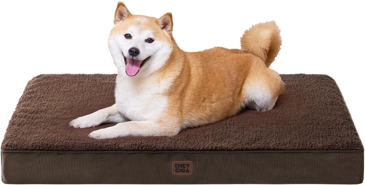 Orthopedic Dog Bed Large with Removable Washable Cover, 41IN Grey | Egg Crate Foam Support, Durable Oxford fabric, Non-Slip Bottom, Machine Washable, Soft Waterproof Plush Pet Bed Mat For Crate