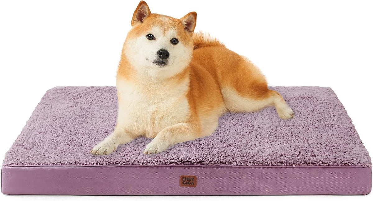 Orthopedic Dog Bed Large with Removable Washable Cover, 41IN Grey | Egg Crate Foam Support, Durable Oxford fabric, Non-Slip Bottom, Machine Washable, Soft Waterproof Plush Pet Bed Mat For Crate