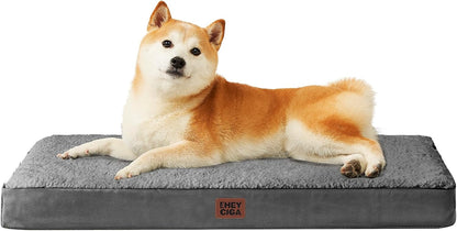 Orthopedic Dog Bed Large with Removable Washable Cover, 41IN Grey | Egg Crate Foam Support, Durable Oxford fabric, Non-Slip Bottom, Machine Washable, Soft Waterproof Plush Pet Bed Mat For Crate
