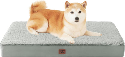 Orthopedic Dog Bed Large with Removable Washable Cover, 41IN Grey | Egg Crate Foam Support, Durable Oxford fabric, Non-Slip Bottom, Machine Washable, Soft Waterproof Plush Pet Bed Mat For Crate