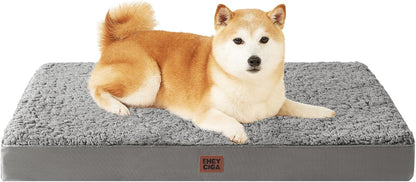 Orthopedic Dog Bed Large with Removable Washable Cover, 41IN Grey | Egg Crate Foam Support, Durable Oxford fabric, Non-Slip Bottom, Machine Washable, Soft Waterproof Plush Pet Bed Mat For Crate