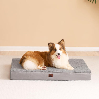 Orthopedic Dog Bed Large with Removable Washable Cover, 41IN Grey | Egg Crate Foam Support, Durable Oxford fabric, Non-Slip Bottom, Machine Washable, Soft Waterproof Plush Pet Bed Mat For Crate