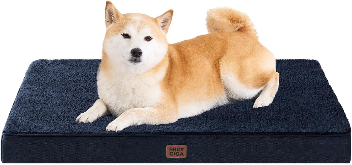 Orthopedic Dog Bed Large with Removable Washable Cover, 41IN Grey | Egg Crate Foam Support, Durable Oxford fabric, Non-Slip Bottom, Machine Washable, Soft Waterproof Plush Pet Bed Mat For Crate