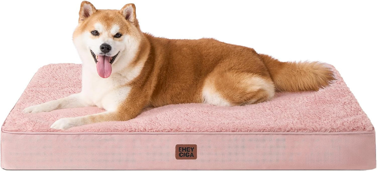 Orthopedic Dog Bed Large with Removable Washable Cover, 41IN Grey | Egg Crate Foam Support, Durable Oxford fabric, Non-Slip Bottom, Machine Washable, Soft Waterproof Plush Pet Bed Mat For Crate