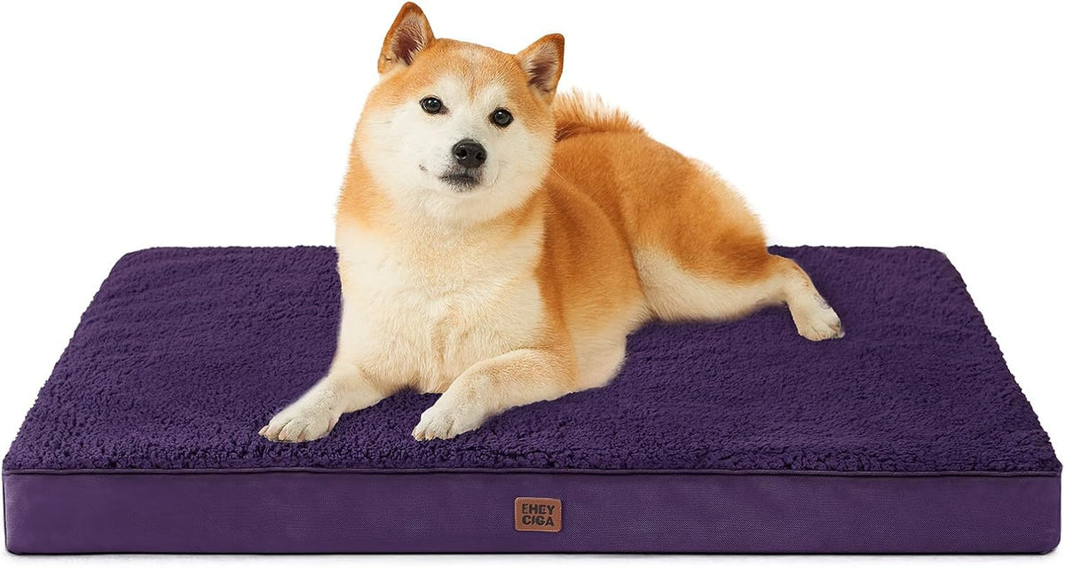 Orthopedic Dog Bed Large with Removable Washable Cover, 41IN Grey | Egg Crate Foam Support, Durable Oxford fabric, Non-Slip Bottom, Machine Washable, Soft Waterproof Plush Pet Bed Mat For Crate