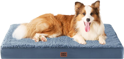 Orthopedic Dog Bed Large with Removable Washable Cover, 41IN Grey | Egg Crate Foam Support, Durable Oxford fabric, Non-Slip Bottom, Machine Washable, Soft Waterproof Plush Pet Bed Mat For Crate