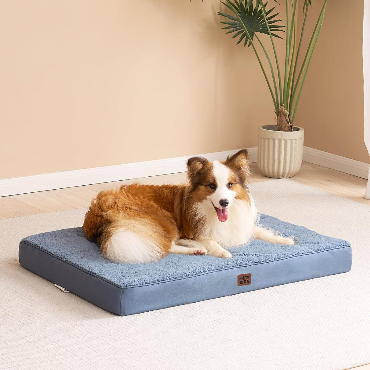 Orthopedic Dog Bed Large with Removable Washable Cover, 41IN Grey | Egg Crate Foam Support, Durable Oxford fabric, Non-Slip Bottom, Machine Washable, Soft Waterproof Plush Pet Bed Mat For Crate