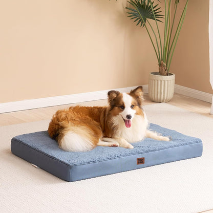 Orthopedic Dog Bed Large with Removable Washable Cover, 41IN Grey | Egg Crate Foam Support, Durable Oxford fabric, Non-Slip Bottom, Machine Washable, Soft Waterproof Plush Pet Bed Mat For Crate