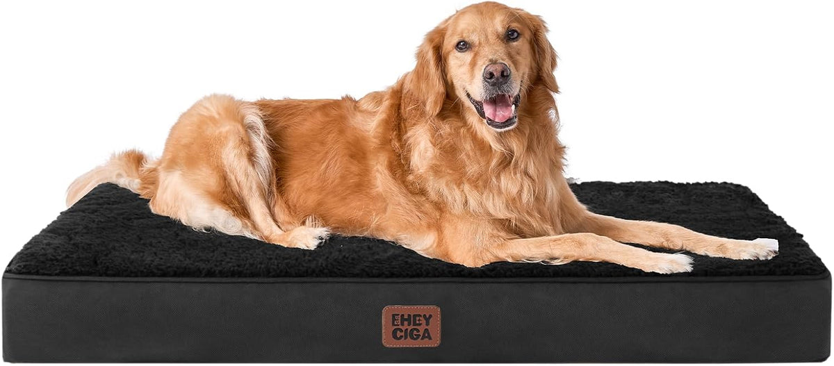 Orthopedic Dog Bed Large with Removable Washable Cover, 41IN Grey | Egg Crate Foam Support, Durable Oxford fabric, Non-Slip Bottom, Machine Washable, Soft Waterproof Plush Pet Bed Mat For Crate