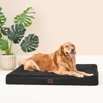 Orthopedic Dog Bed Large with Removable Washable Cover, 41IN Grey | Egg Crate Foam Support, Durable Oxford fabric, Non-Slip Bottom, Machine Washable, Soft Waterproof Plush Pet Bed Mat For Crate