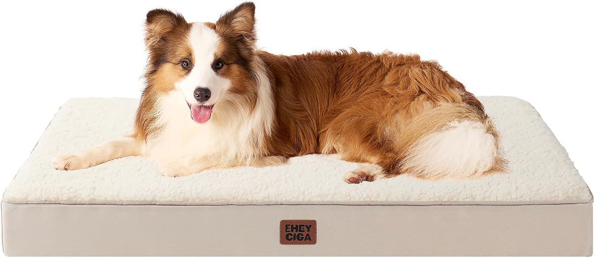 Orthopedic Dog Bed Large with Removable Washable Cover, 41IN Grey | Egg Crate Foam Support, Durable Oxford fabric, Non-Slip Bottom, Machine Washable, Soft Waterproof Plush Pet Bed Mat For Crate