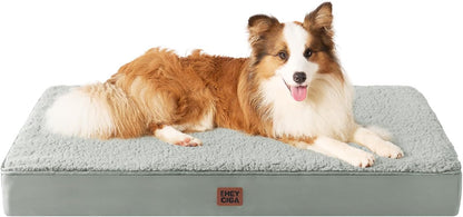 Orthopedic Dog Bed Large with Removable Washable Cover, 41IN Grey | Egg Crate Foam Support, Durable Oxford fabric, Non-Slip Bottom, Machine Washable, Soft Waterproof Plush Pet Bed Mat For Crate