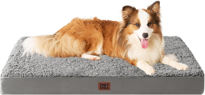 Orthopedic Dog Bed Large with Removable Washable Cover, 41IN Grey | Egg Crate Foam Support, Durable Oxford fabric, Non-Slip Bottom, Machine Washable, Soft Waterproof Plush Pet Bed Mat For Crate