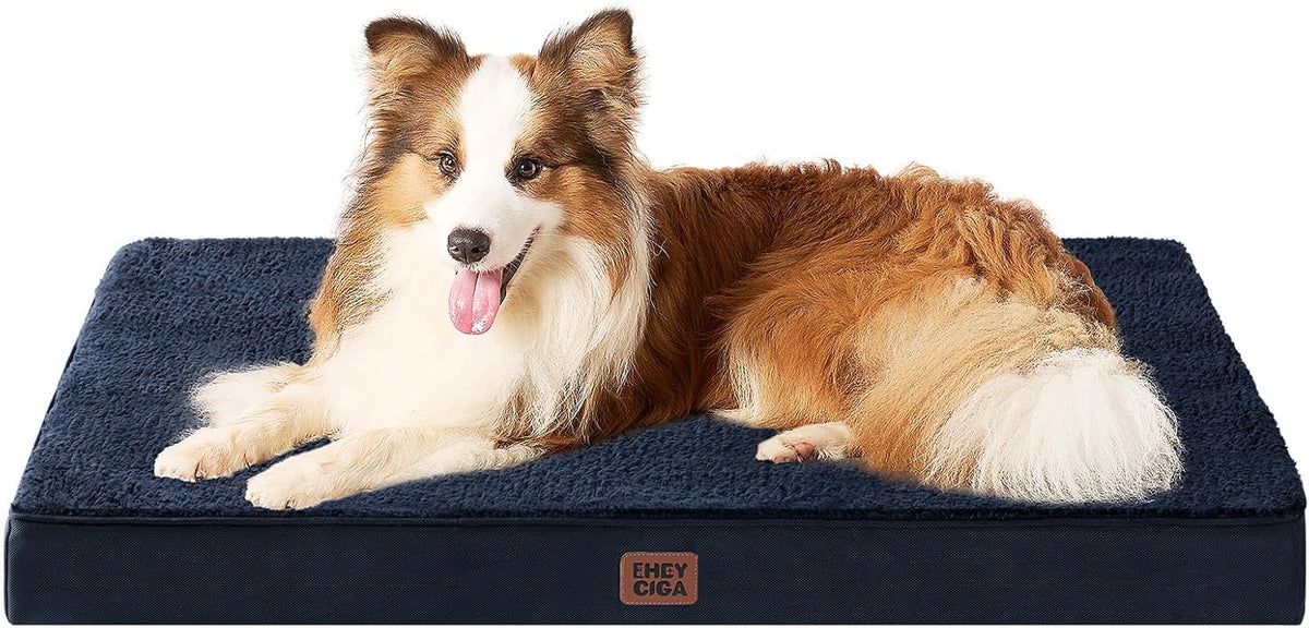 Orthopedic Dog Bed Large with Removable Washable Cover, 41IN Grey | Egg Crate Foam Support, Durable Oxford fabric, Non-Slip Bottom, Machine Washable, Soft Waterproof Plush Pet Bed Mat For Crate