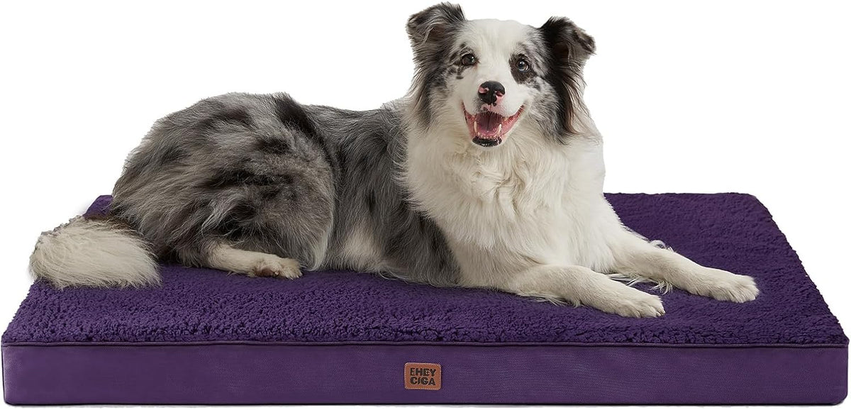 Orthopedic Dog Bed Large with Removable Washable Cover, 41IN Grey | Egg Crate Foam Support, Durable Oxford fabric, Non-Slip Bottom, Machine Washable, Soft Waterproof Plush Pet Bed Mat For Crate