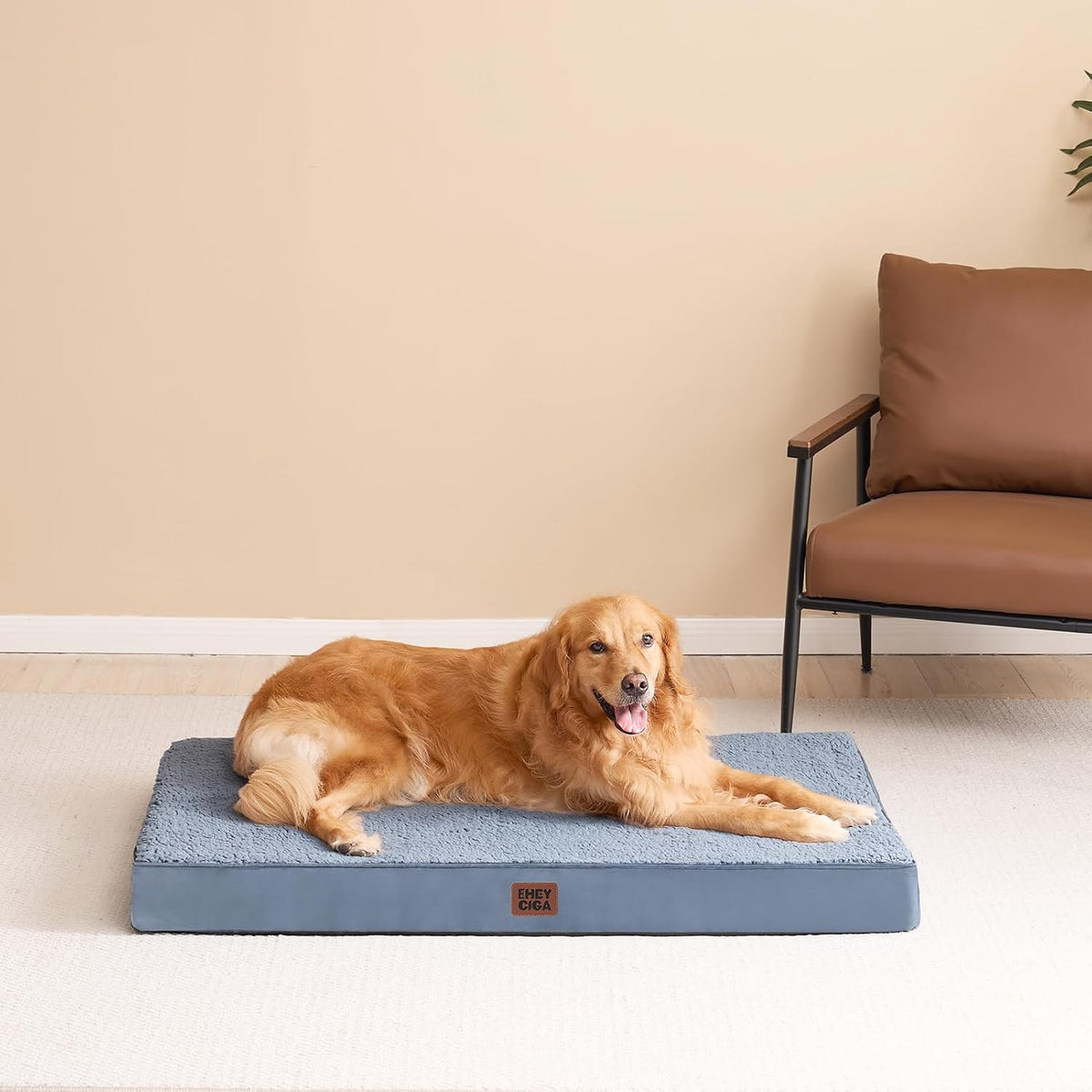 Orthopedic Dog Bed Large with Removable Washable Cover, 41IN Grey | Egg Crate Foam Support, Durable Oxford fabric, Non-Slip Bottom, Machine Washable, Soft Waterproof Plush Pet Bed Mat For Crate