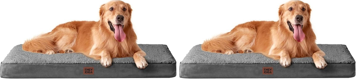 Orthopedic Dog Bed Large with Removable Washable Cover, 41IN Grey | Egg Crate Foam Support, Durable Oxford fabric, Non-Slip Bottom, Machine Washable, Soft Waterproof Plush Pet Bed Mat For Crate