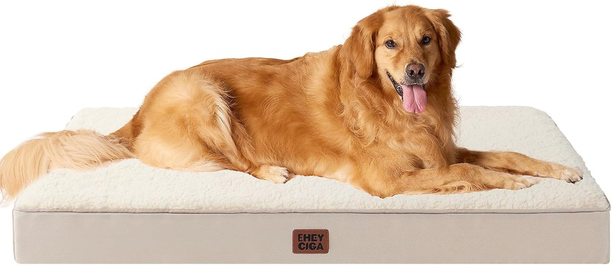 Orthopedic Dog Bed Large with Removable Washable Cover, 41IN Grey | Egg Crate Foam Support, Durable Oxford fabric, Non-Slip Bottom, Machine Washable, Soft Waterproof Plush Pet Bed Mat For Crate