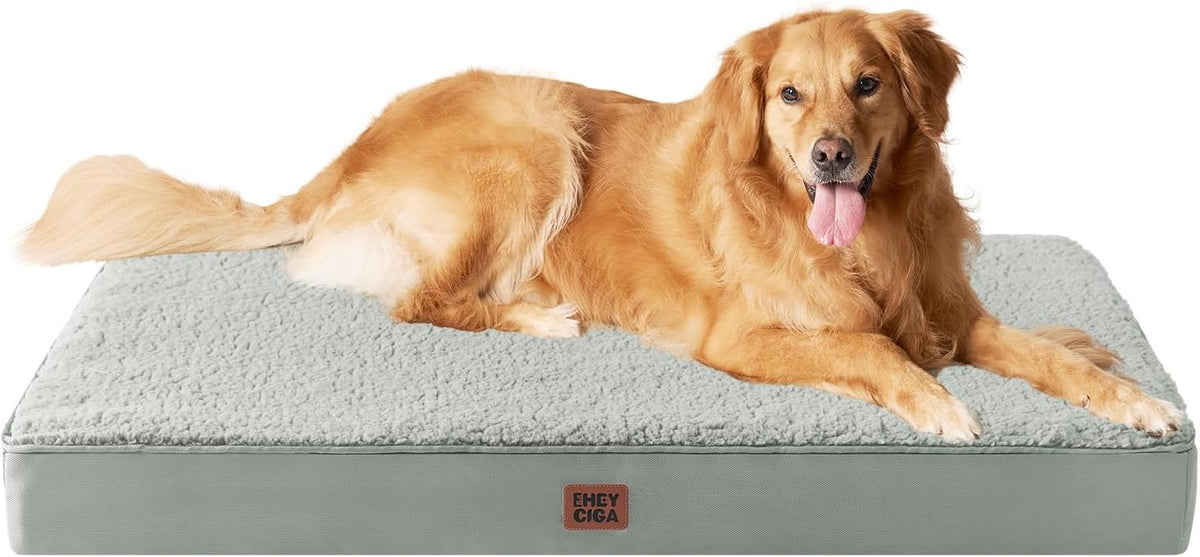 Orthopedic Dog Bed Large with Removable Washable Cover, 41IN Grey | Egg Crate Foam Support, Durable Oxford fabric, Non-Slip Bottom, Machine Washable, Soft Waterproof Plush Pet Bed Mat For Crate