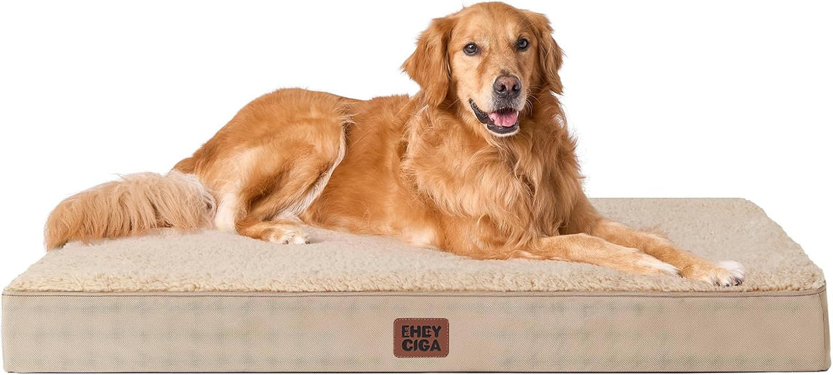 Orthopedic Dog Bed Large with Removable Washable Cover, 41IN Grey | Egg Crate Foam Support, Durable Oxford fabric, Non-Slip Bottom, Machine Washable, Soft Waterproof Plush Pet Bed Mat For Crate