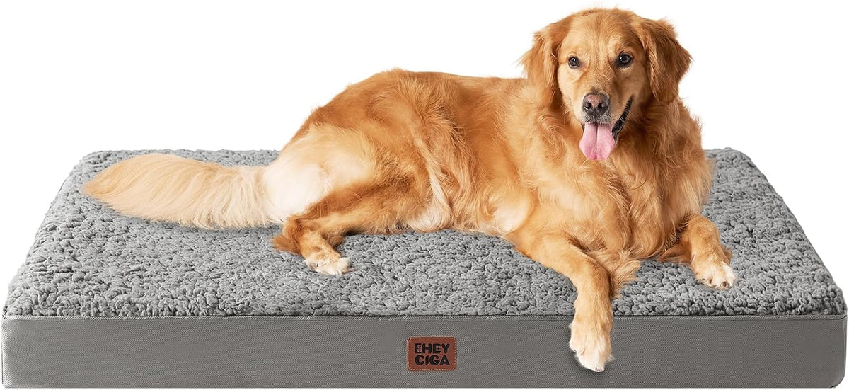 Orthopedic Dog Bed Large with Removable Washable Cover, 41IN Grey | Egg Crate Foam Support, Durable Oxford fabric, Non-Slip Bottom, Machine Washable, Soft Waterproof Plush Pet Bed Mat For Crate