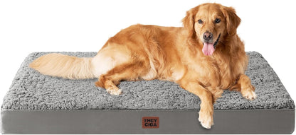 Orthopedic Dog Bed Large with Removable Washable Cover, 41IN Grey | Egg Crate Foam Support, Durable Oxford fabric, Non-Slip Bottom, Machine Washable, Soft Waterproof Plush Pet Bed Mat For Crate