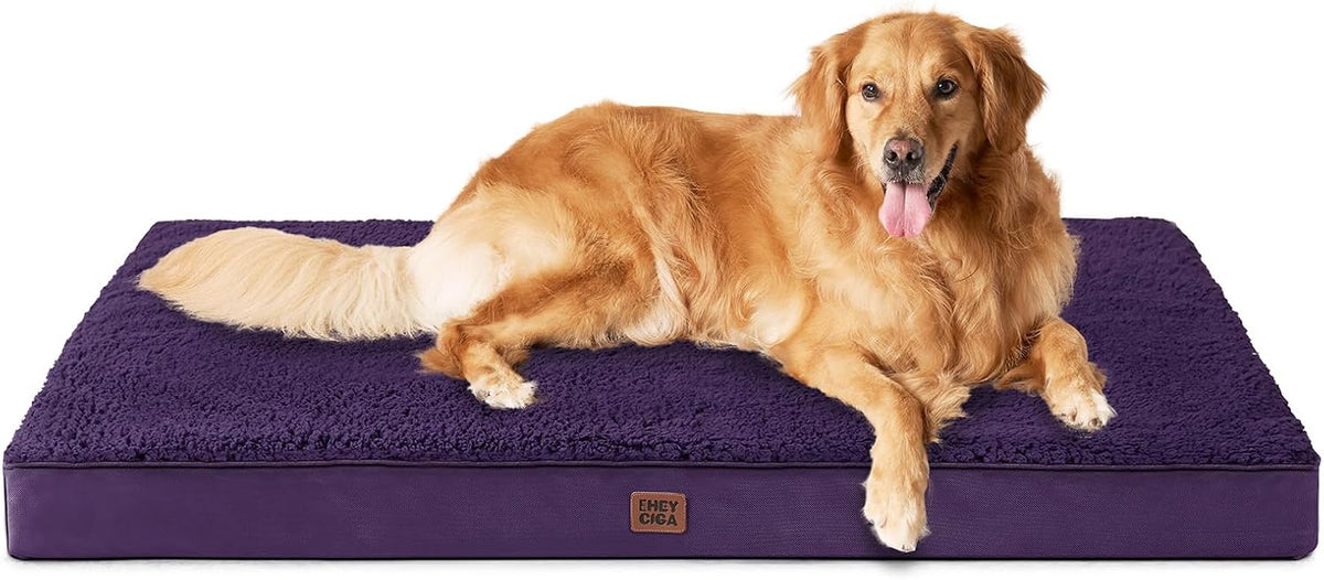 Orthopedic Dog Bed Large with Removable Washable Cover, 41IN Grey | Egg Crate Foam Support, Durable Oxford fabric, Non-Slip Bottom, Machine Washable, Soft Waterproof Plush Pet Bed Mat For Crate