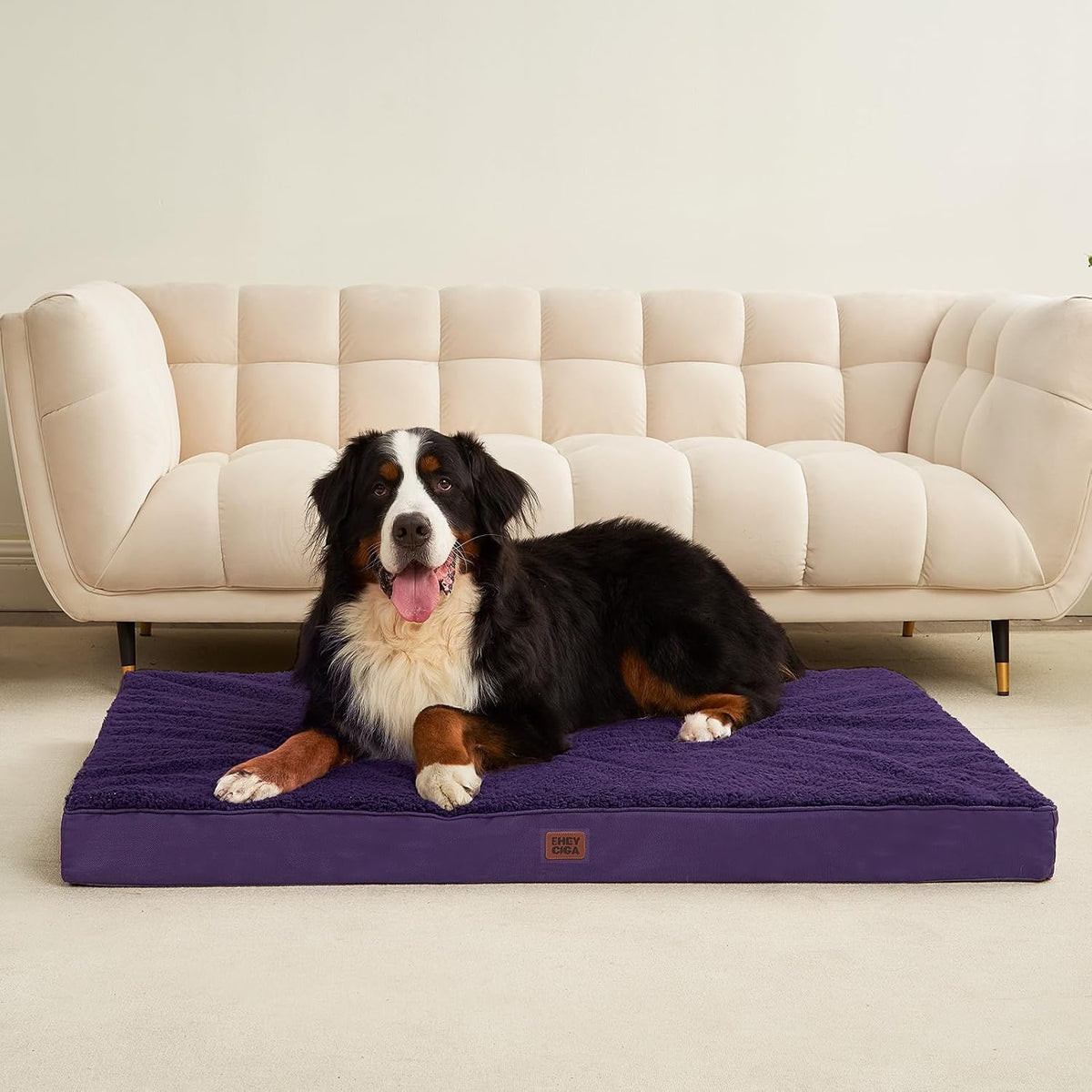 Orthopedic Dog Bed Large with Removable Washable Cover, 41IN Grey | Egg Crate Foam Support, Durable Oxford fabric, Non-Slip Bottom, Machine Washable, Soft Waterproof Plush Pet Bed Mat For Crate