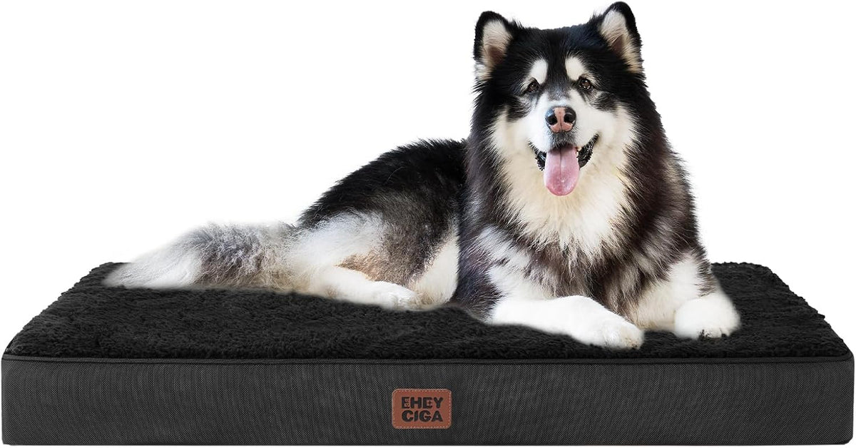 Orthopedic Dog Bed Large with Removable Washable Cover, 41IN Grey | Egg Crate Foam Support, Durable Oxford fabric, Non-Slip Bottom, Machine Washable, Soft Waterproof Plush Pet Bed Mat For Crate