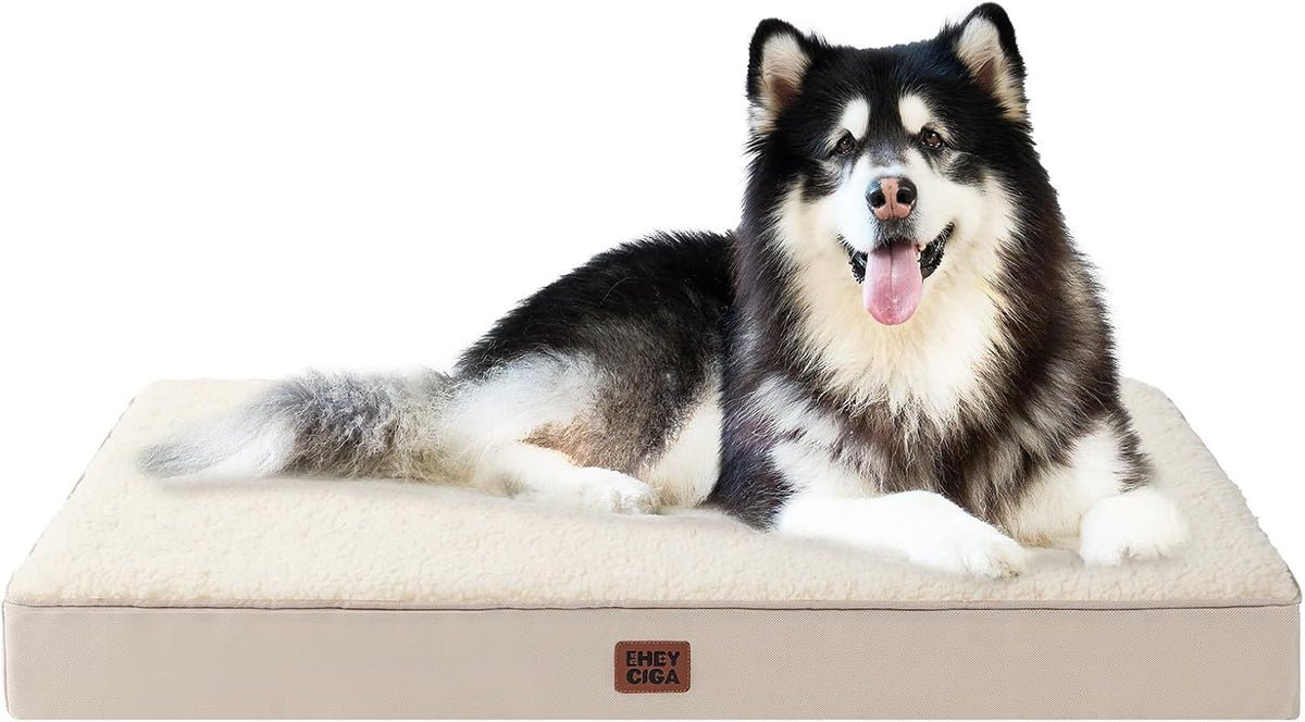 Orthopedic Dog Bed Large with Removable Washable Cover, 41IN Grey | Egg Crate Foam Support, Durable Oxford fabric, Non-Slip Bottom, Machine Washable, Soft Waterproof Plush Pet Bed Mat For Crate