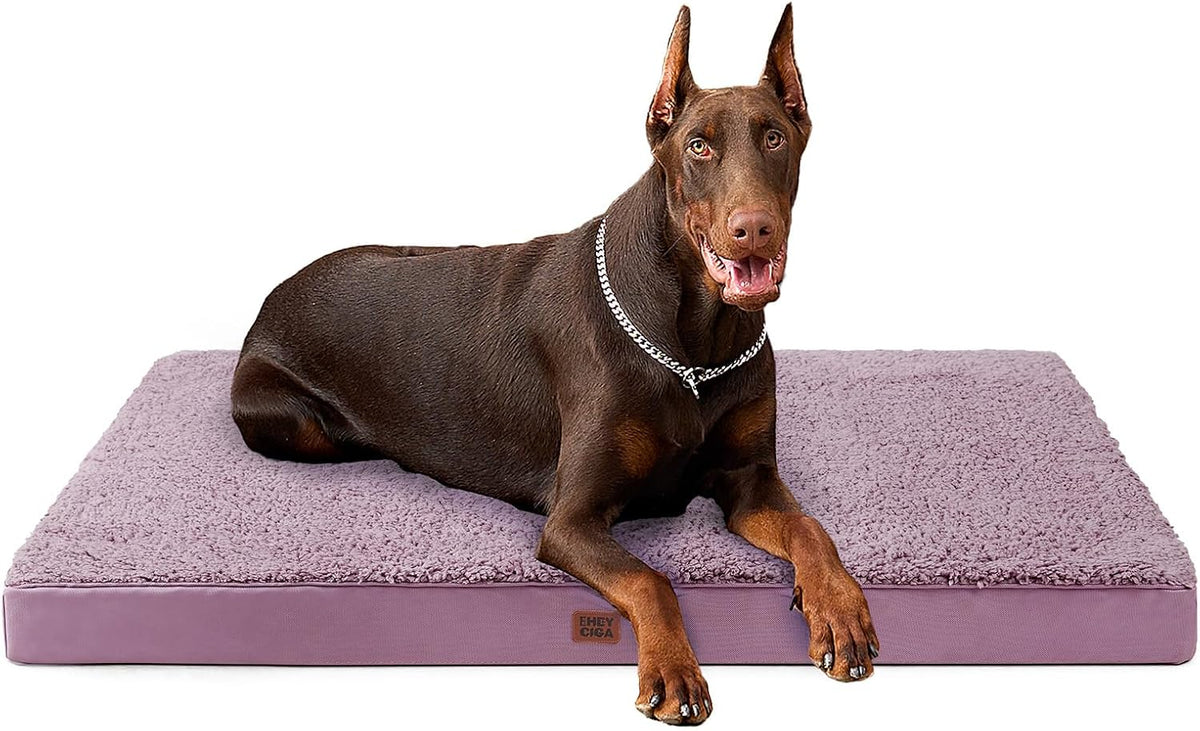 Orthopedic Dog Bed Large with Removable Washable Cover, 41IN Grey | Egg Crate Foam Support, Durable Oxford fabric, Non-Slip Bottom, Machine Washable, Soft Waterproof Plush Pet Bed Mat For Crate