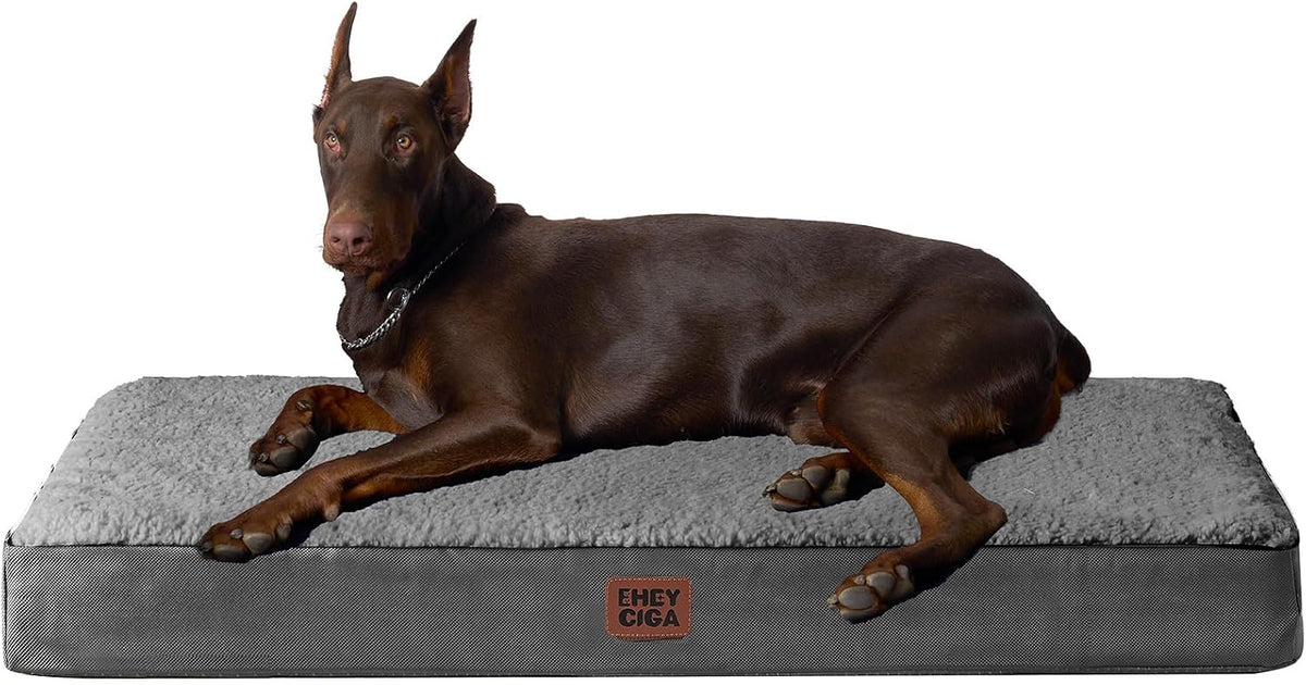Orthopedic Dog Bed Large with Removable Washable Cover, 41IN Grey | Egg Crate Foam Support, Durable Oxford fabric, Non-Slip Bottom, Machine Washable, Soft Waterproof Plush Pet Bed Mat For Crate