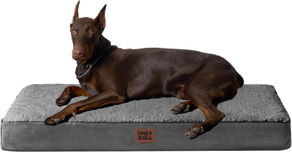 Orthopedic Dog Bed Large with Removable Washable Cover, 41IN Grey | Egg Crate Foam Support, Durable Oxford fabric, Non-Slip Bottom, Machine Washable, Soft Waterproof Plush Pet Bed Mat For Crate