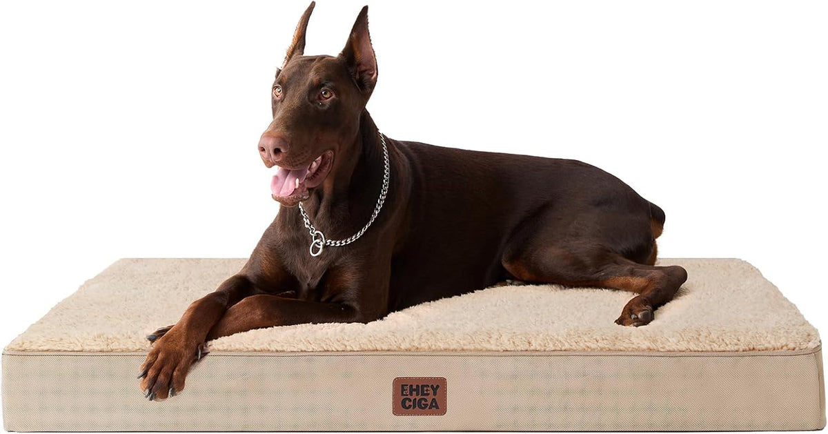Orthopedic Dog Bed Large with Removable Washable Cover, 41IN Grey | Egg Crate Foam Support, Durable Oxford fabric, Non-Slip Bottom, Machine Washable, Soft Waterproof Plush Pet Bed Mat For Crate
