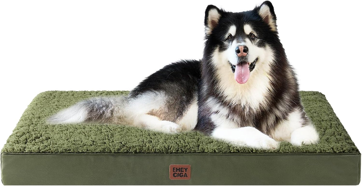 Orthopedic Dog Bed Large with Removable Washable Cover, 41IN Grey | Egg Crate Foam Support, Durable Oxford fabric, Non-Slip Bottom, Machine Washable, Soft Waterproof Plush Pet Bed Mat For Crate