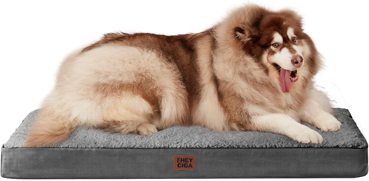 Orthopedic Dog Bed Large with Removable Washable Cover, 41IN Grey | Egg Crate Foam Support, Durable Oxford fabric, Non-Slip Bottom, Machine Washable, Soft Waterproof Plush Pet Bed Mat For Crate