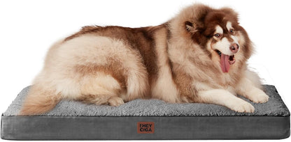 Orthopedic Dog Bed Large with Removable Washable Cover, 41IN Grey | Egg Crate Foam Support, Durable Oxford fabric, Non-Slip Bottom, Machine Washable, Soft Waterproof Plush Pet Bed Mat For Crate