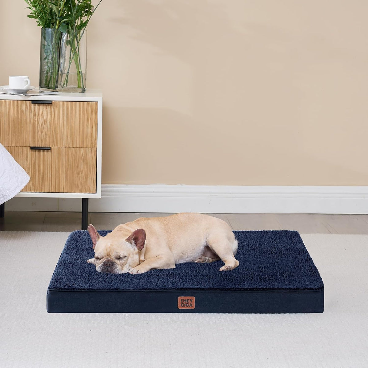 Orthopedic Dog Bed Large with Removable Washable Cover, 41IN Grey | Egg Crate Foam Support, Durable Oxford fabric, Non-Slip Bottom, Machine Washable, Soft Waterproof Plush Pet Bed Mat For Crate