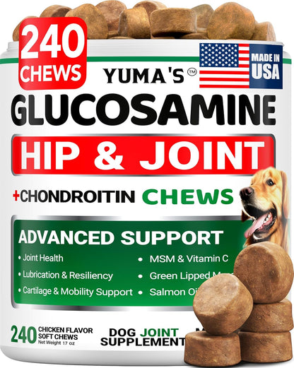 Glucosamine for Dogs - 240 Chews - Hip & Joint Supplement for Dogs