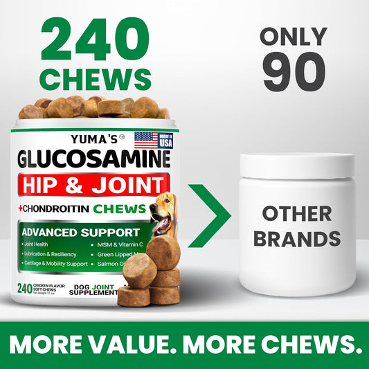 Glucosamine for Dogs - 240 Chews - Hip & Joint Supplement for Dogs