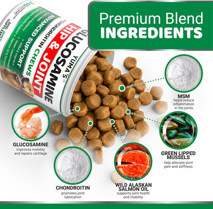 Glucosamine for Dogs - 240 Chews - Hip & Joint Supplement for Dogs