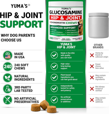 Glucosamine for Dogs - 240 Chews - Hip & Joint Supplement for Dogs