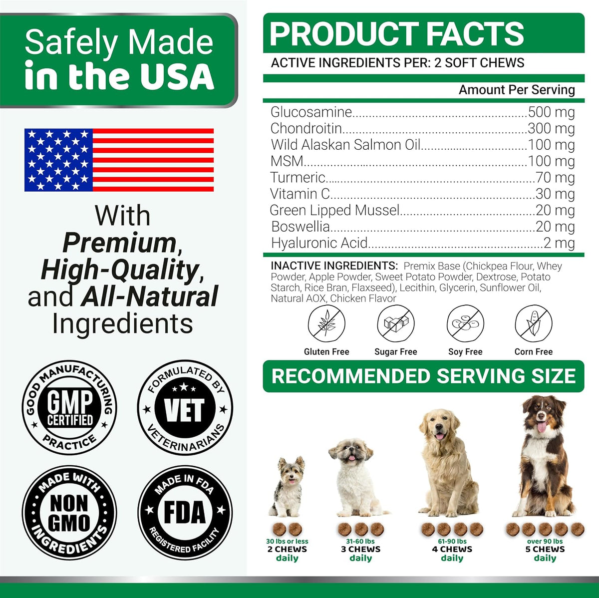 Glucosamine for Dogs - 240 Chews - Hip & Joint Supplement for Dogs